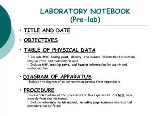 LABORATORY NOTEBOOK (Pre-lab)