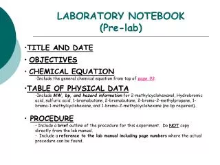 laboratory notebook pre lab