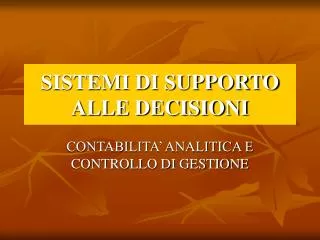 sistemi di supporto alle decisioni
