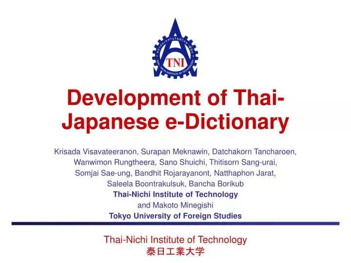 development of thai japanese e dictionary