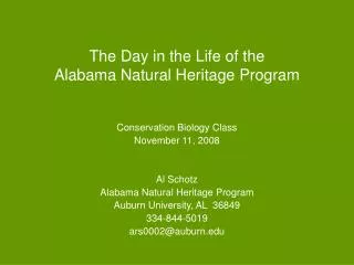 The Day in the Life of the Alabama Natural Heritage Program