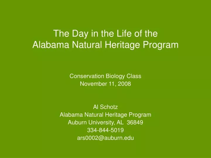 the day in the life of the alabama natural heritage program