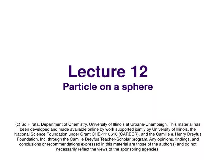 lecture 12 particle on a sphere