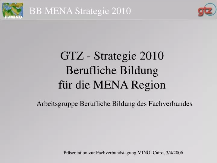 gtz strategie 2010 berufliche bildung f r die mena region