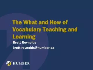 The What and How of Vocabulary Teaching and Learning