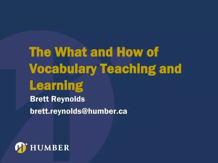 the what and how of vocabulary teaching and learning