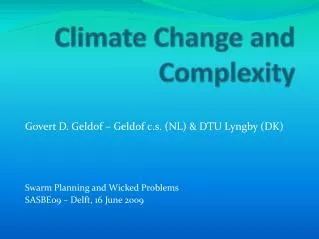 Climate Change and Complexity