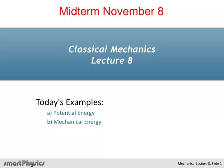 classical mechanics lecture 8