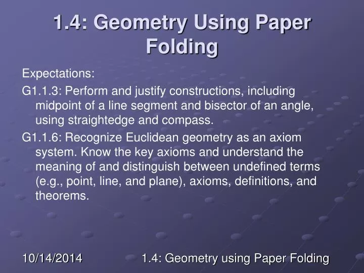 1 4 geometry using paper folding