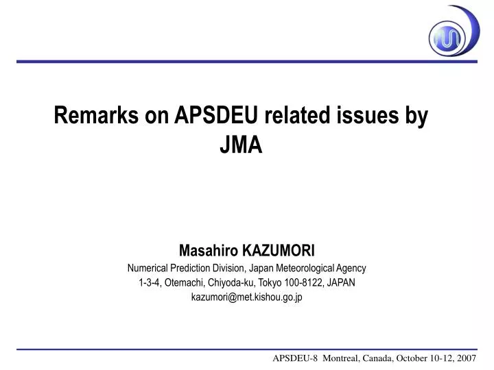 remarks on apsdeu related issues by jma