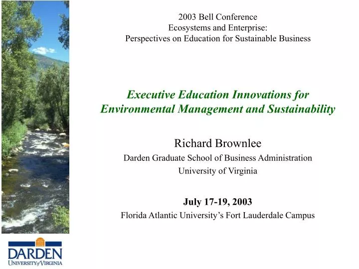 2003 bell conference ecosystems and enterprise perspectives on education for sustainable business
