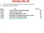 Monday , Nov. 28 - slide 1