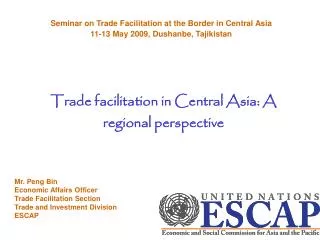 Trade facilitation in Central Asia: A regional perspective