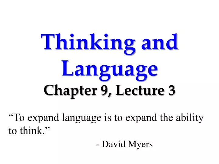 thinking and language chapter 9 lecture 3