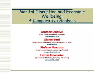 Marital Disruption and Economic Wellbeing: A Comparative Analysis