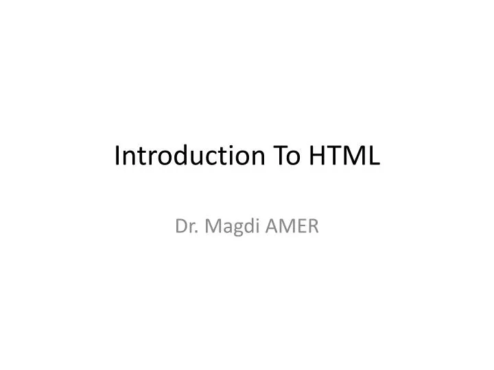introduction to html