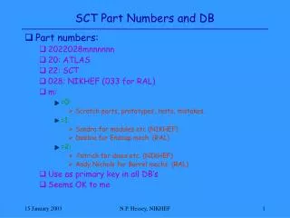SCT Part Numbers and DB