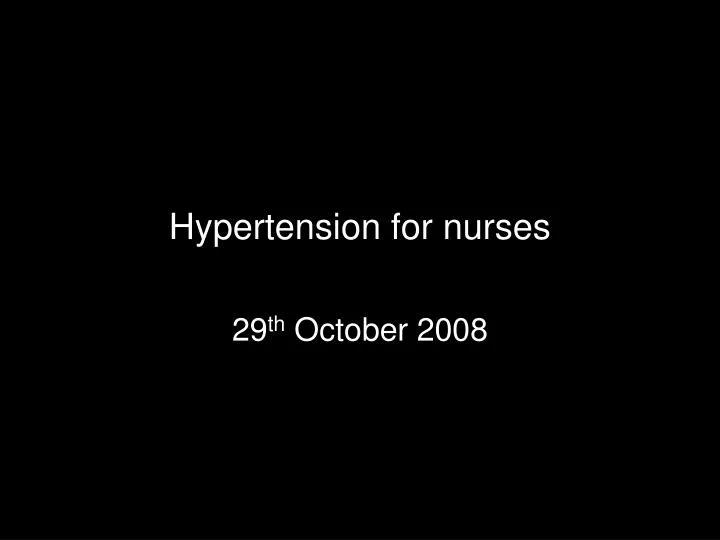 hypertension for nurses