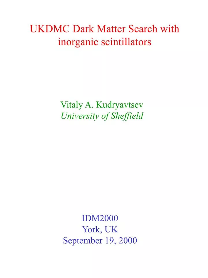 ukdmc dark matter search with inorganic scintillators