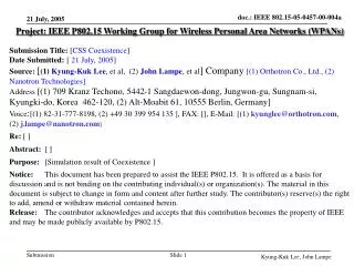 Project: IEEE P802.15 Working Group for Wireless Personal Area Networks (WPANs)