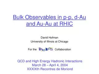 Bulk Observables in p-p, d-Au and Au-Au at RHIC