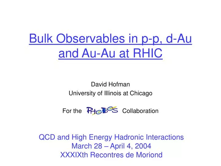 bulk observables in p p d au and au au at rhic