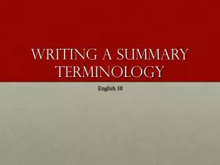 Writing a Summary Terminology