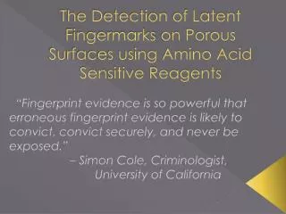 The Detection of Latent Fingermarks on Porous Surfaces using Amino Acid Sensitive Reagents