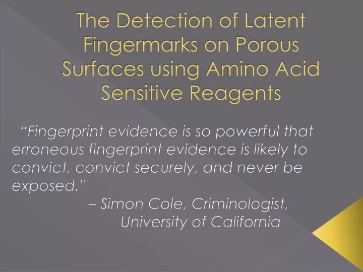 the detection of latent fingermarks on porous surfaces using amino acid sensitive reagents