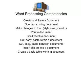 Word Processing Competencies