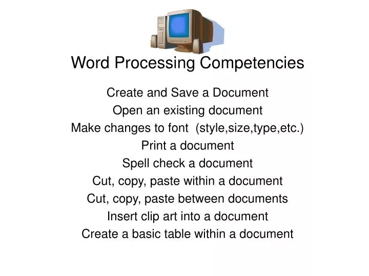 word processing competencies