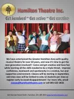 Hamilton Theatre Inc. Youth Musical Theatre Classes - slide 1
