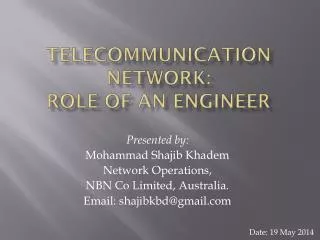 Telecommunication network: role of an engineer