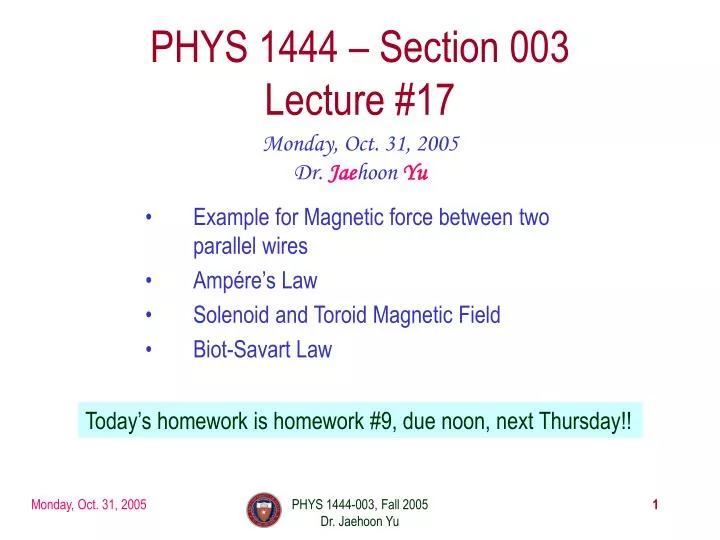 phys 1444 section 003 lecture 17