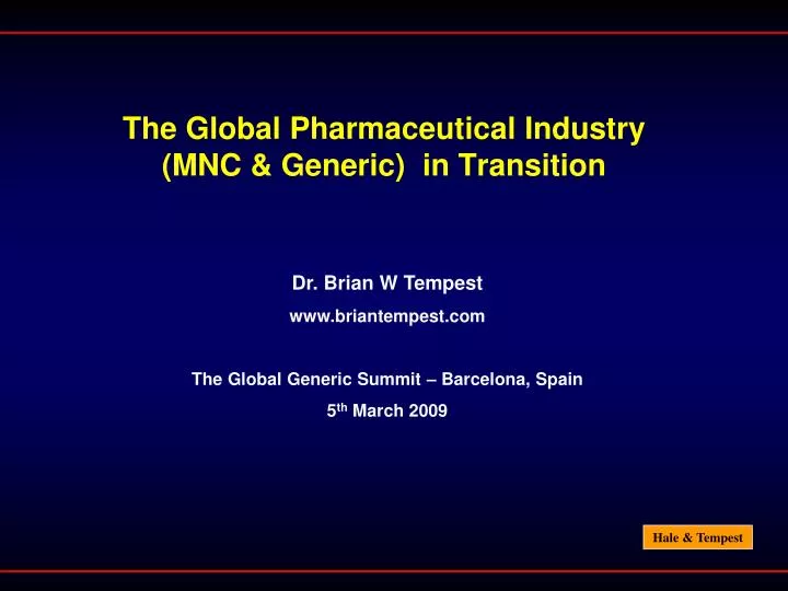 the global pharmaceutical industry mnc generic in transition