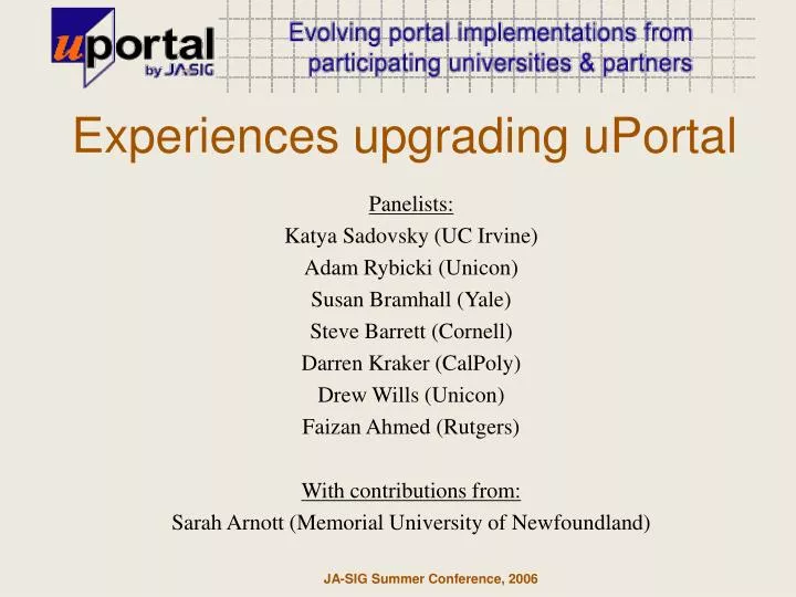 experiences upgrading uportal