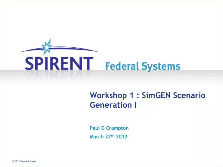 workshop 1 simgen scenario generation i