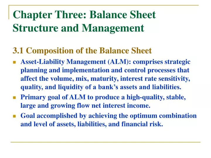 chapter three balance sheet structure and management