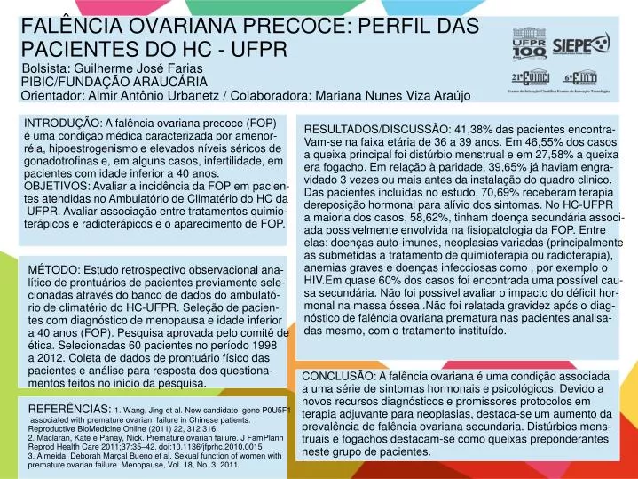 fal ncia ovariana precoce perfil das pacientes do hc ufpr