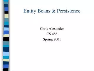 Entity Beans &amp; Persistence