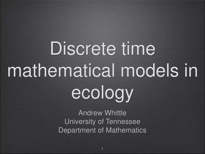 discrete time mathematical models in ecology