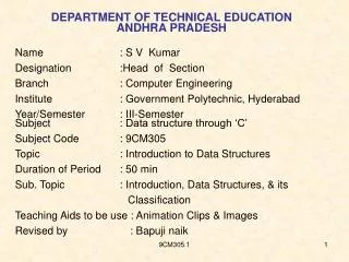 Name			: S V Kumar Designation		:Head of Section Branch			: Computer Engineering