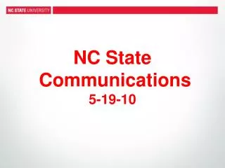 NC State Communications 5-19-10