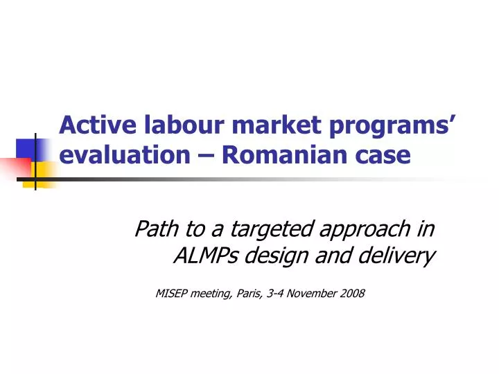 active labour market programs evaluation romanian case