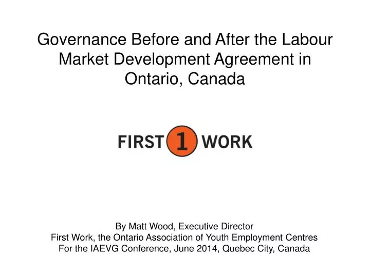 governance before and after the labour market development agreement in ontario canada