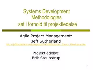 Systems Development Methodologies - set i forhold til projektledelse