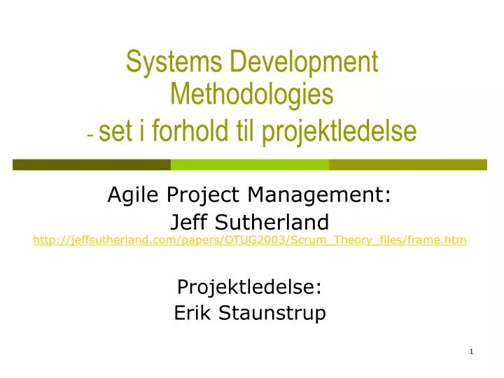 systems development methodologies set i forhold til projektledelse