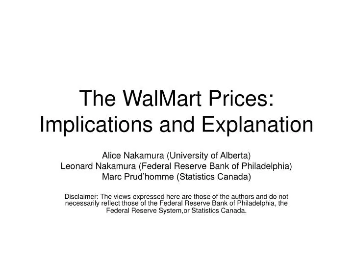 the walmart prices implications and explanation