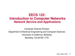 eecs 122 introduction to computer networks network service and applications