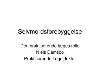selvmordsforebyggelse